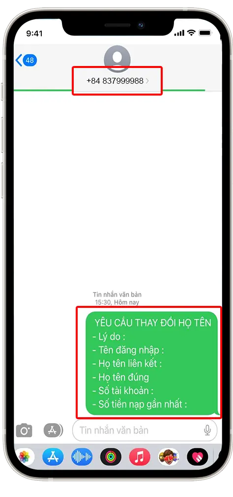 Bước 1: Soạn tin nhắn theo mẫu trên và gửi về số điện thoại +84 837999988  